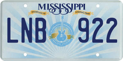 MS license plate LNB922