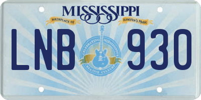 MS license plate LNB930