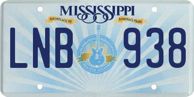 MS license plate LNB938