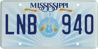 MS license plate LNB940