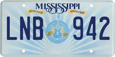 MS license plate LNB942