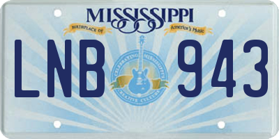 MS license plate LNB943
