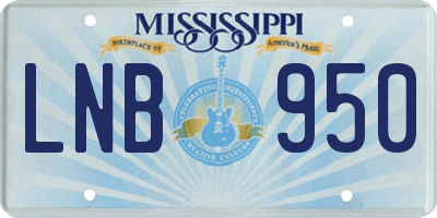 MS license plate LNB950