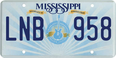 MS license plate LNB958