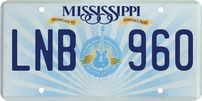 MS license plate LNB960