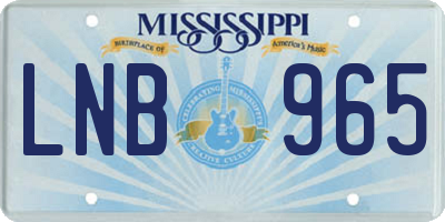 MS license plate LNB965