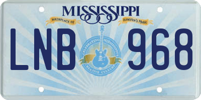 MS license plate LNB968