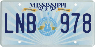 MS license plate LNB978
