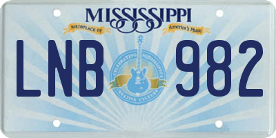 MS license plate LNB982