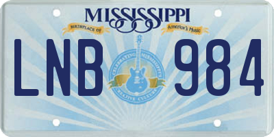 MS license plate LNB984
