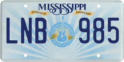 MS license plate LNB985