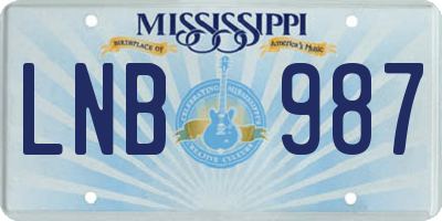 MS license plate LNB987