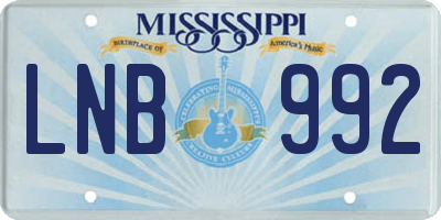 MS license plate LNB992