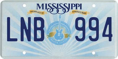 MS license plate LNB994
