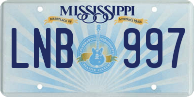 MS license plate LNB997