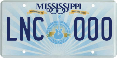 MS license plate LNC000