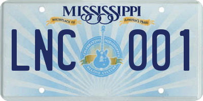 MS license plate LNC001