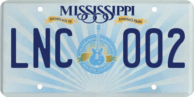 MS license plate LNC002