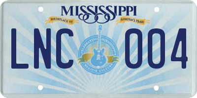 MS license plate LNC004