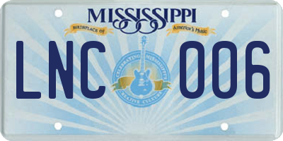 MS license plate LNC006