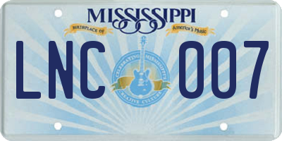 MS license plate LNC007