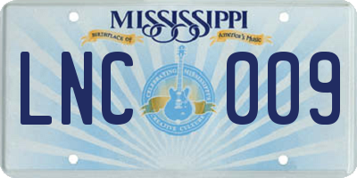 MS license plate LNC009