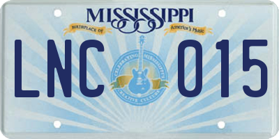 MS license plate LNC015