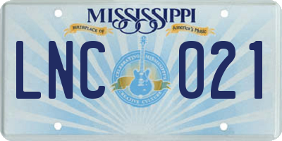 MS license plate LNC021