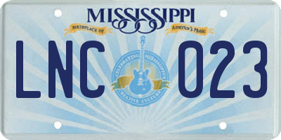 MS license plate LNC023