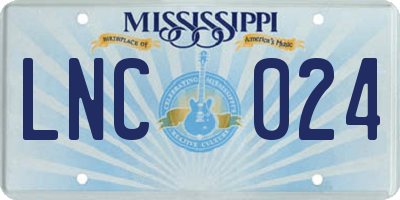 MS license plate LNC024