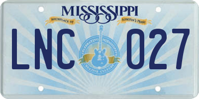 MS license plate LNC027