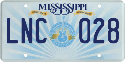 MS license plate LNC028