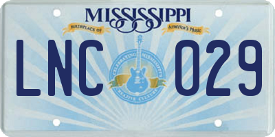 MS license plate LNC029