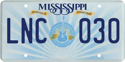 MS license plate LNC030