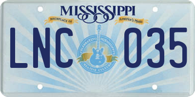 MS license plate LNC035