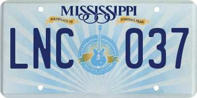 MS license plate LNC037
