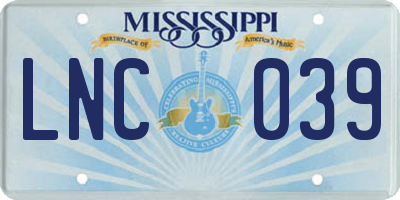 MS license plate LNC039