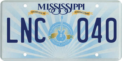 MS license plate LNC040