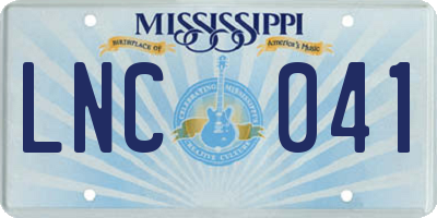 MS license plate LNC041