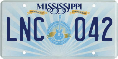 MS license plate LNC042