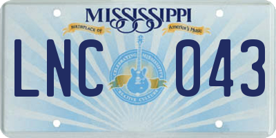 MS license plate LNC043
