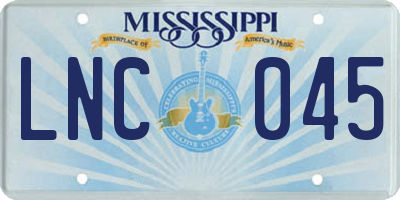 MS license plate LNC045