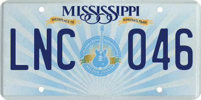 MS license plate LNC046