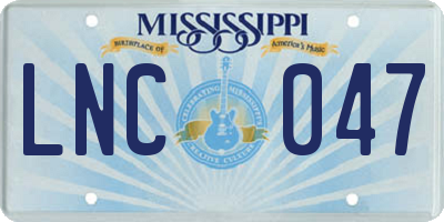 MS license plate LNC047