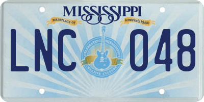 MS license plate LNC048