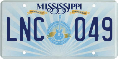 MS license plate LNC049