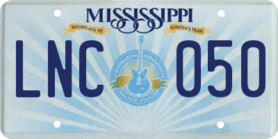 MS license plate LNC050