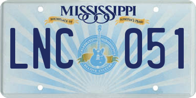 MS license plate LNC051