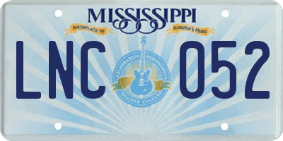 MS license plate LNC052