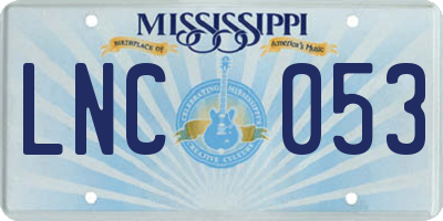 MS license plate LNC053